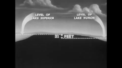 MICHIGAN - 1949 - The Soo Locks help ships navigate from Lake Superior to Lake Stock Footage 340647691