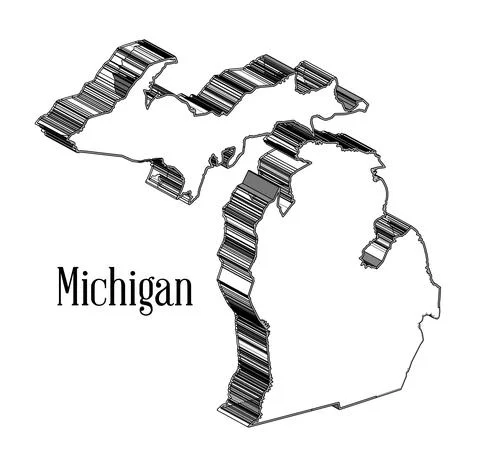 Michigan 3D Outline Map Illustrazione stock