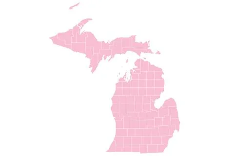 Michigan administrative map. counties map of Michigan, blank Map, empty map.. Stock Illustration