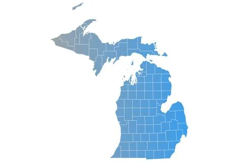 Michigan administrative map. counties map of Michigan, blank Map, empty map.. Stock Illustration