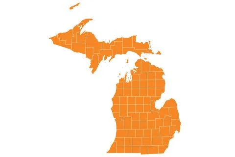 Michigan administrative map. counties map of Michigan, blank Map, empty map.. Stock Illustration