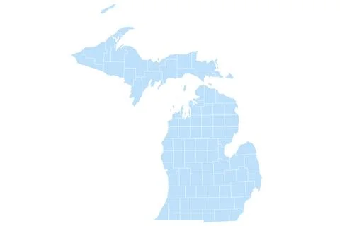 Michigan administrative map. counties map of Michigan, blank Map, empty map.. Stock Illustration