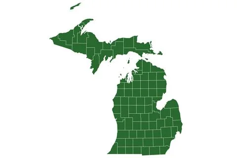 Michigan administrative map. counties map of Michigan, blank Map, empty map.. Stock Illustration