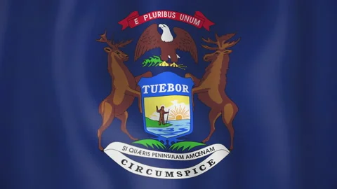 Michigan animated flag. Seamless loop. 4K Stock Footage 145388320