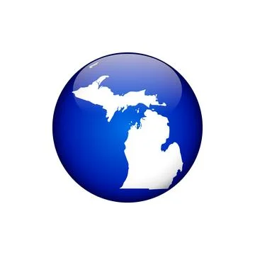 Michigan Circle Button States of US Map Icon Vector Template Illustration D.. 스톡 일러스트