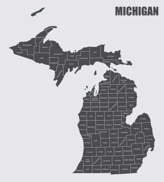 Michigan County Map Stock Illustration