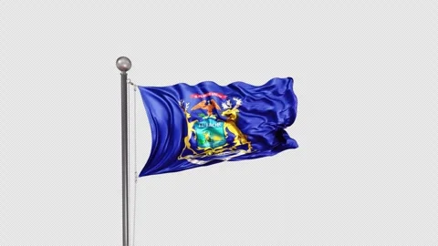 Michigan Flag  Animation Loop Include Alpha 3D Rendering Stock Footage 312079591