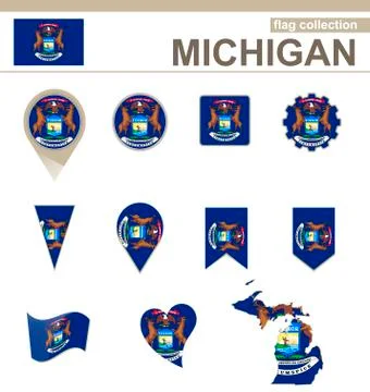 Michigan Flag Collection Stock Illustration