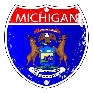 Michigan Flag Icons As Interstate Sign Stock Illustration