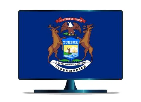 Michigan Flag TV Stock Illustration