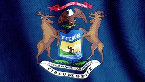 Michigan flag waving animation Stock Footage 76149136
