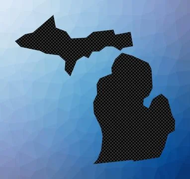 Michigan geometric map. Stencil shape of Michigan in low poly style. Appeal.. Stock Illustration