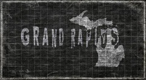 Michigan Grand Rapids Typography Map Stock Illustration