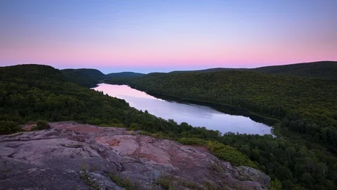 Michigan - Lake of the Clouds Sunset - 4K Timelapse Stock Footage 111401673