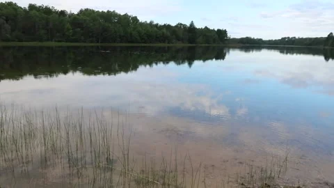 Michigan Landscape: beautiful reflection of clouds in lake Stock Footage 147549824