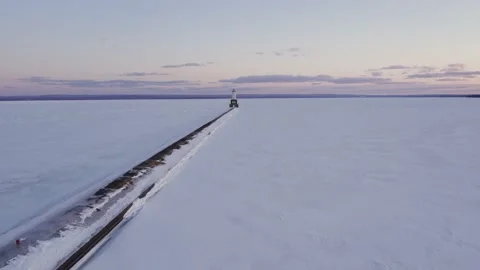 Michigan Lighthouse in Winter Video stock 231496685