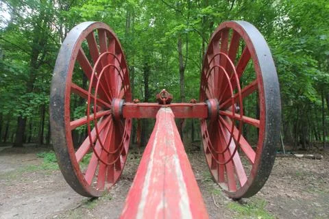 Michigan logging wheels Stock Photos