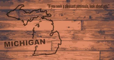 Michigan Map Brand Illustrazione stock