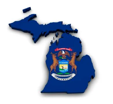 Michigan map flag shape Stock Illustration