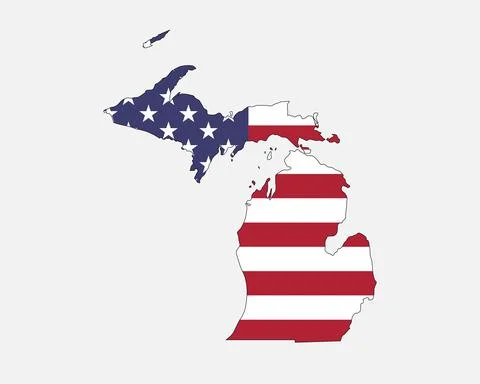 Michigan Map USA Flag Stock Illustration