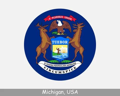 Michigan Round Flag Stock Illustration