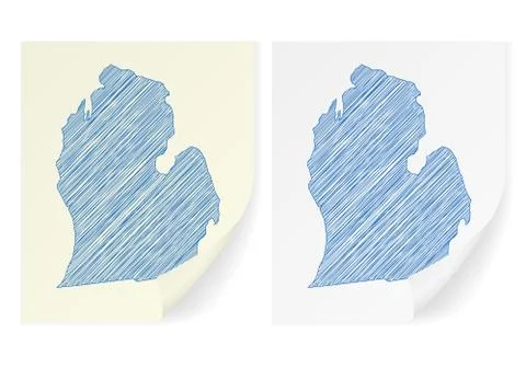 Michigan scribble map 스톡 일러스트