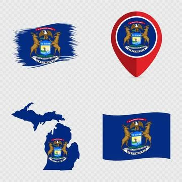Michigan State Flag Icon Set. Stock Illustration