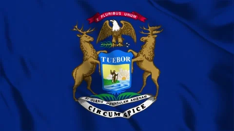 Michigan State Flag Loop 4K Stock Footage 243874698