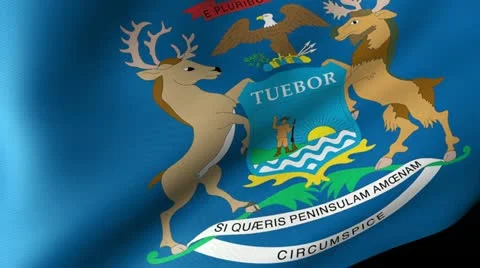 Michigan State Flag Waving Stock Footage 11969967