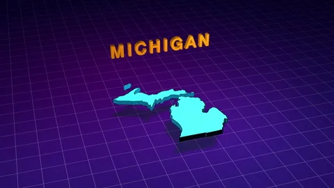 Michigan state map 3d render animation Stock-Footage 346889809