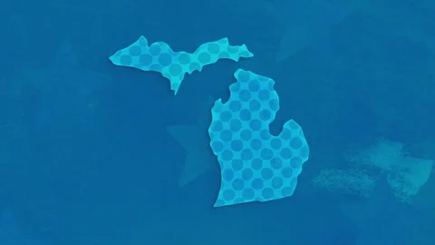 Michigan State Map with Blue Dotted Texture Video stock 347280512