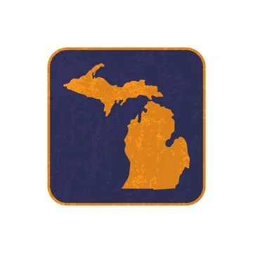 Michigan state map square with grunge texture. Vector illustration. Stock Illustration