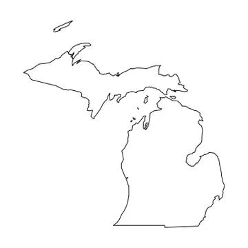 Michigan, state of USA - solid black outline map of country area. Simple flat 스톡 일러스트