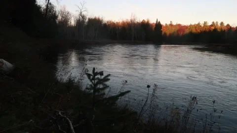 Michigan Time Lapse: Au Sable River and evening light Video stock 146242357