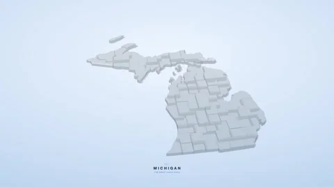 Michigan USA state map 3D animation seamless loop Stock-Footage 341068221