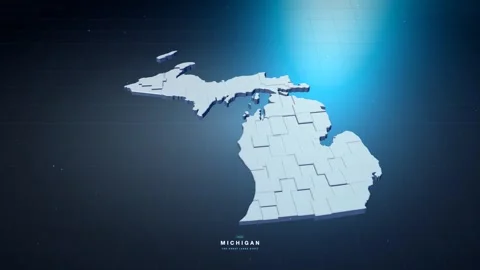 Michigan USA state map with glowing tech digital network style Stock Footage 340614014