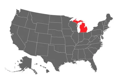 Michigan vector map. High detailed illustration. United state of America coun Stock Illustration
