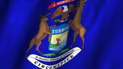 Michigan Waving Flag Stock Footage 12310576