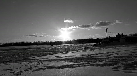 Michigan Winter Sunset  Stock Footage 599416