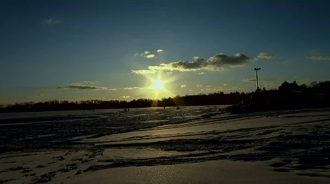 Michigan Winter Sunset  Stock Footage 599480