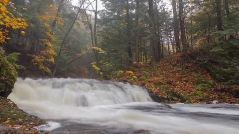 Michigan's Greenstone Falls in Autumn Stock Footage 81221193
