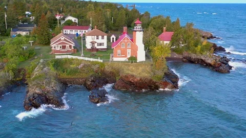 Michigan's Upper Peninsula, Eagle Harbor Lighthouse Stock Footage 117960140