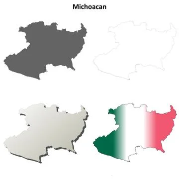 Michoacan blank outline map set Ilustração Stock