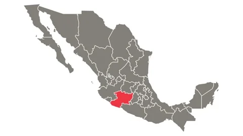 Michoacan state blinking red highlighted in map of Mexico Stock Footage 156499559