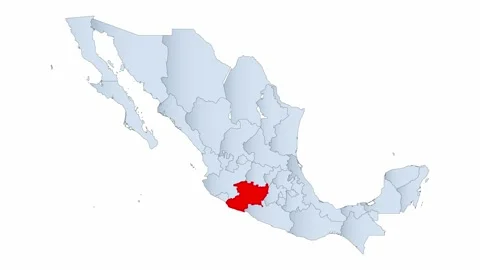 Michoacan state blinking red highlighted in map of Mexico. Stock Footage 217776563