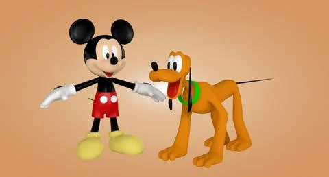 Mickey Mouse and Pluto 3D Model