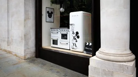 Mickey mouse fridge in a store window in london Stock Photos