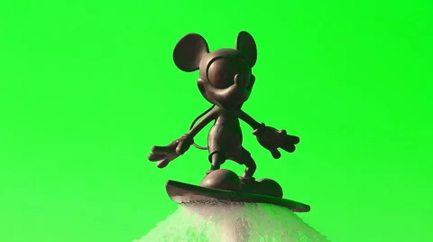 Mickey Mouse Statue On Surfboard Is Cute The Fountain (repeat) Stock Footage 50231902