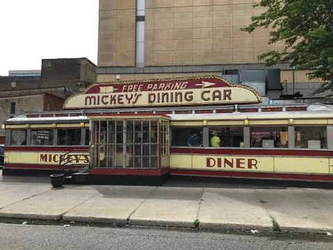 Mickey's Diner Car resteraunt eatery. Stock Photos