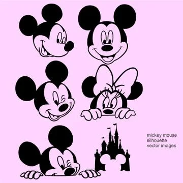 Micky Mouse Laser cut cnc panel design for metal, wooden room divider. Illustrazione stock